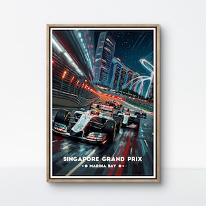 Singapore Grand Prix Poster – Electrifying Formula 1 Night Race at Marina Bay Circuit