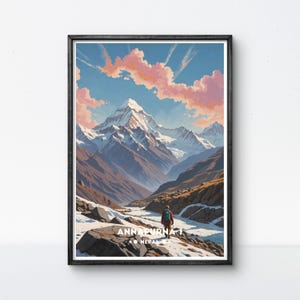 Annapurna I Nepal Vintage Poster - Atemberaubende Himalaya Landschaft Kunstdruck - Naturliebhaber Wanddekoration