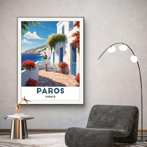 Paros Greece Poster: Vintage Aegean Seaside Art Print
