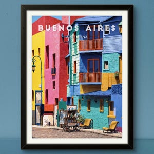 Buenos Aires Poster: Colorful La Boca Neighborhood, Iconic Street Art of Argentina, Vibrant Cityscape Print