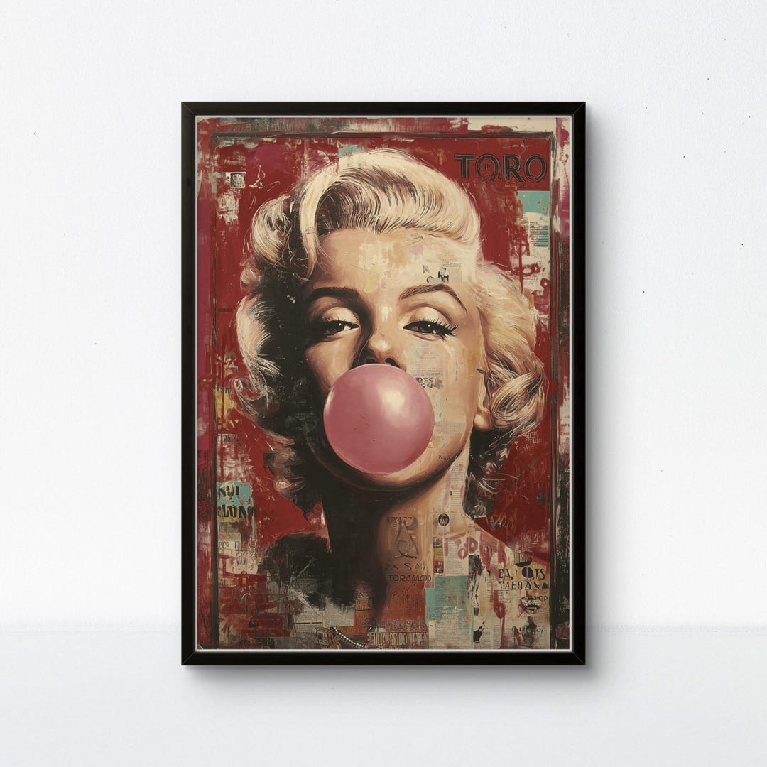 Marilyn Monroe Poster Wall Art: Vintage Bubblegum Portrait - Etsy