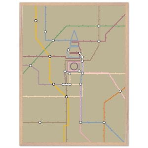 Impression de carte moderne Big Ben et métro de Londres - Art de voyage minimaliste au Royaume-Uni, affiche monument britannique