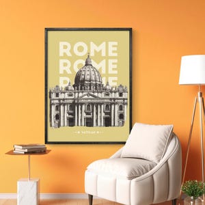 Rome Vatican Poster, St. Peter’s Basilica Printable, Rome Wall Art Download, Minimalist Travel Art, Catholic Decor Gift Idea