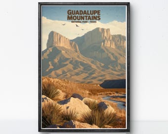 Guadalupe Mountains National Park Poster: Texas Desert Landscape Art