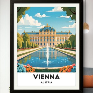 Belvedere Palace Poster – Vienna Austria Landmark Art, Baroque Garden View, European Royal Decor