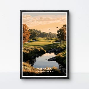 Poster da golf Valhalla, Kentucky Golf Course Art, Creekside Golf, stampa artistica da parete, vintage, da viaggio, con cornice, decorazione da golf, regalo, paesaggio