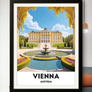 Schönbrunn Palace Poster – Vienna Austria Landmark Art, Baroque Architecture Print, Royal Garden Decor