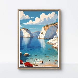 Milos Vintage Poster | Greece Island Coastal Art | Cyclades Seascape Wall Decor | Greek island print | Milos Print