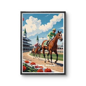 Churchill Downs Vintage Horse Racing Poster: Kentucky Derby Twin Spires