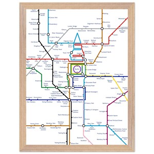 Affiche minimaliste de la carte du Big Ben et du métro de Londres - Art moderne du voyage au Royaume-Uni, impression murale lignes de métro, décoration britannique