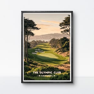 Poster da golf Olympic Club, arte del campo da golf della California, stampa artistica da parete vintage da viaggio, decorazione da regalo con cornice per il golf