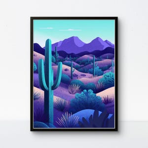 Desert Cactus Wall Art – Southwest Poster, Boho Landscape, Arizona Print