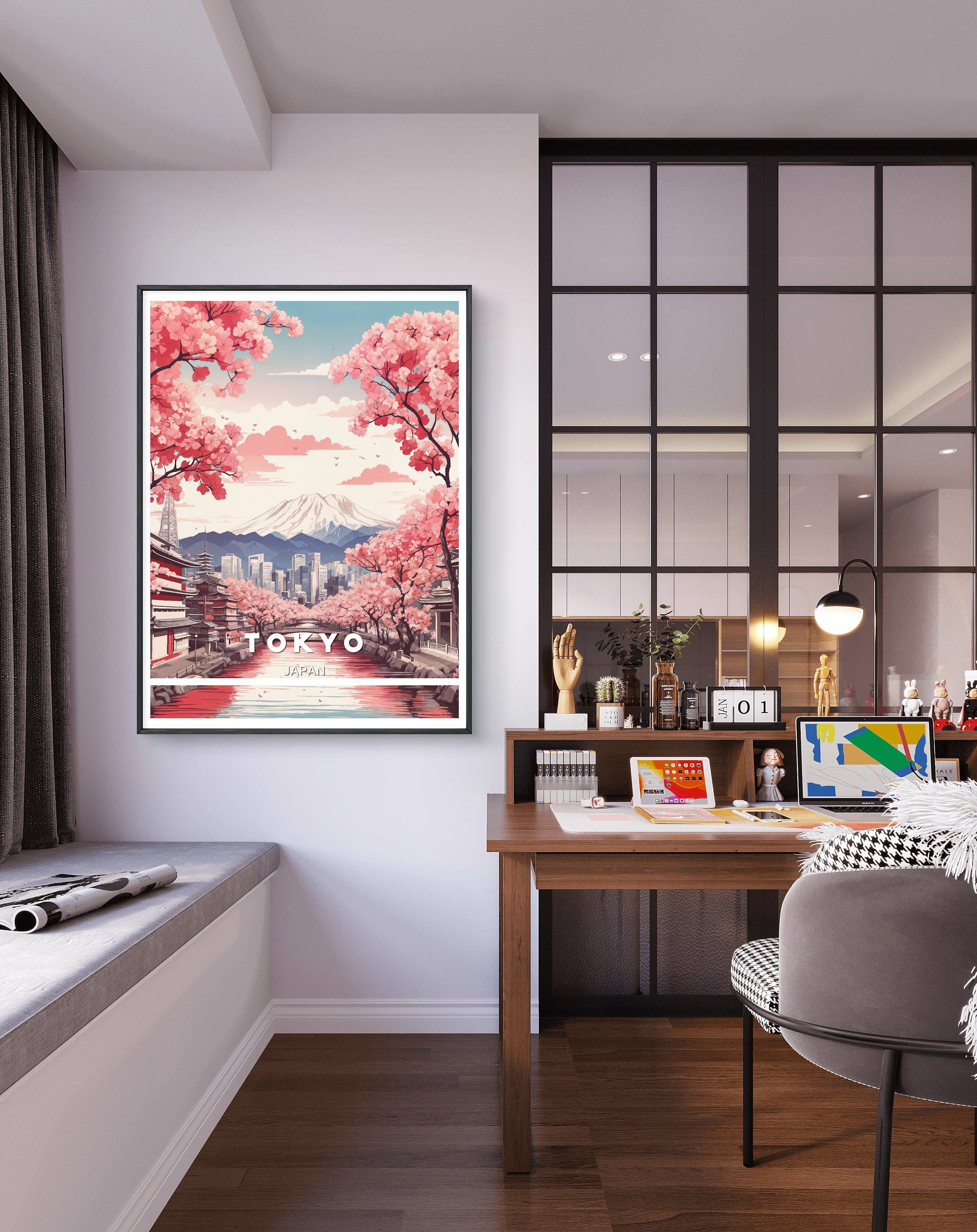 Tokyo Poster Captivating Tokyo Print of Cherry Blossoms, Mount Fuji ...