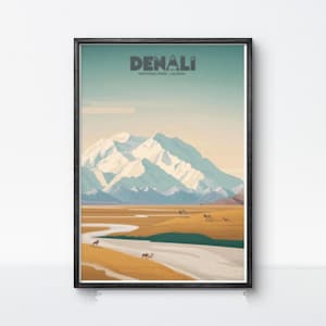 Denali National Park Poster: Vintage Alaska Mountain Landscape Art