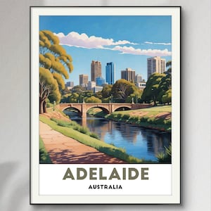 Poster Adelaide Australia - Fesselnde Stadtsilhouette aus dem Serene Park mit atemberaubender Aussicht
