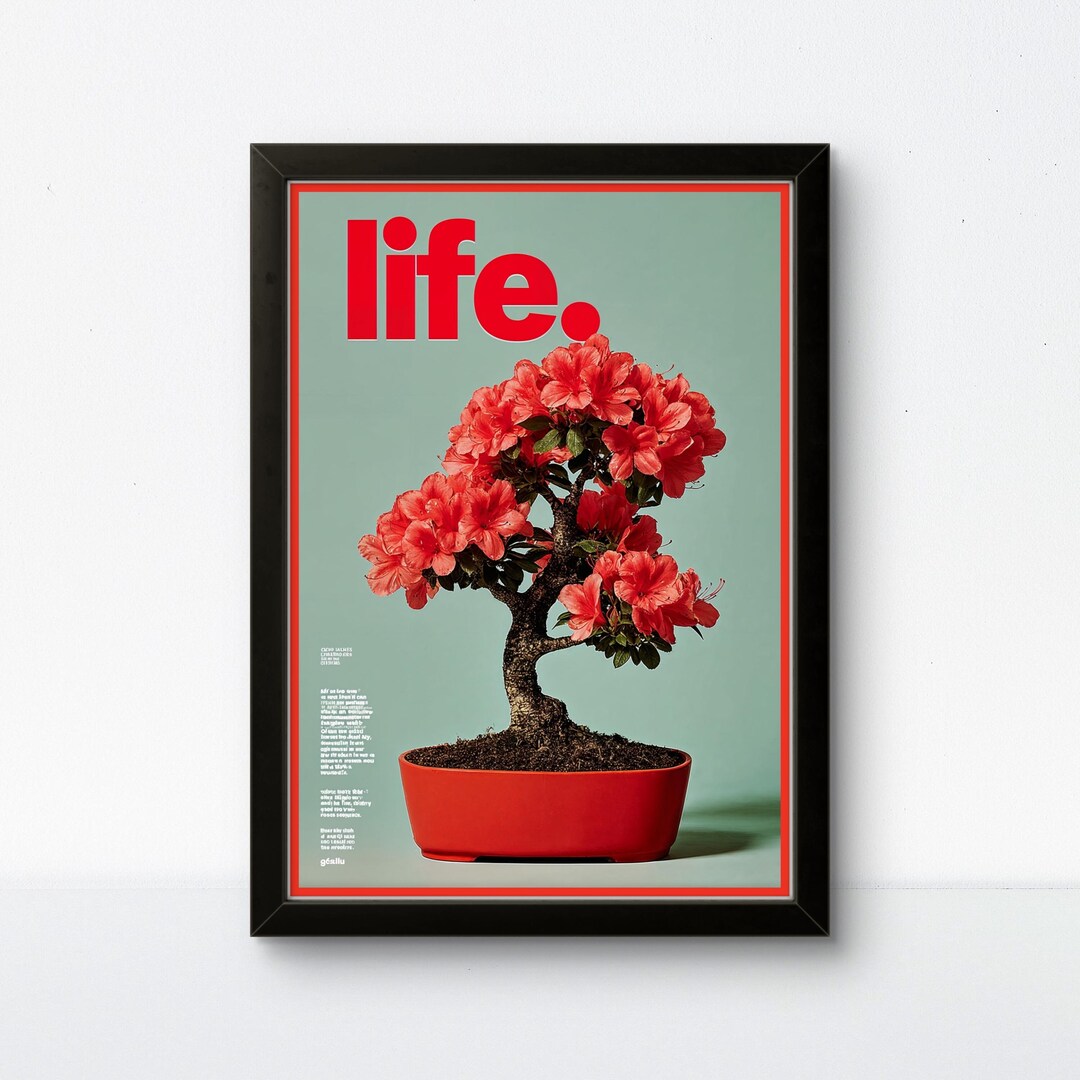 Azalea Bonsai Poster Wall Art: Life Botanical Illustration - Etsy