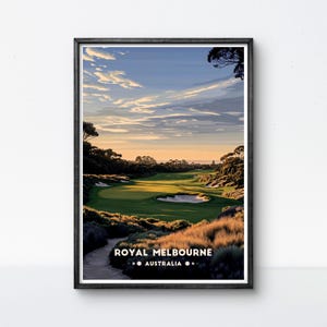 Poster del Royal Melbourne Golf - Stampa artistica del campo da golf australiano Sandbelt, decorazione da parete con architettura del golf, regalo per gli appassionati di golf, per casa o ufficio