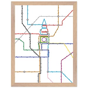Abstraktes Poster Big Ben & Tube Lines – Moderne London Kunst, UK Reisedruck, minimalistisches Wanddekor
