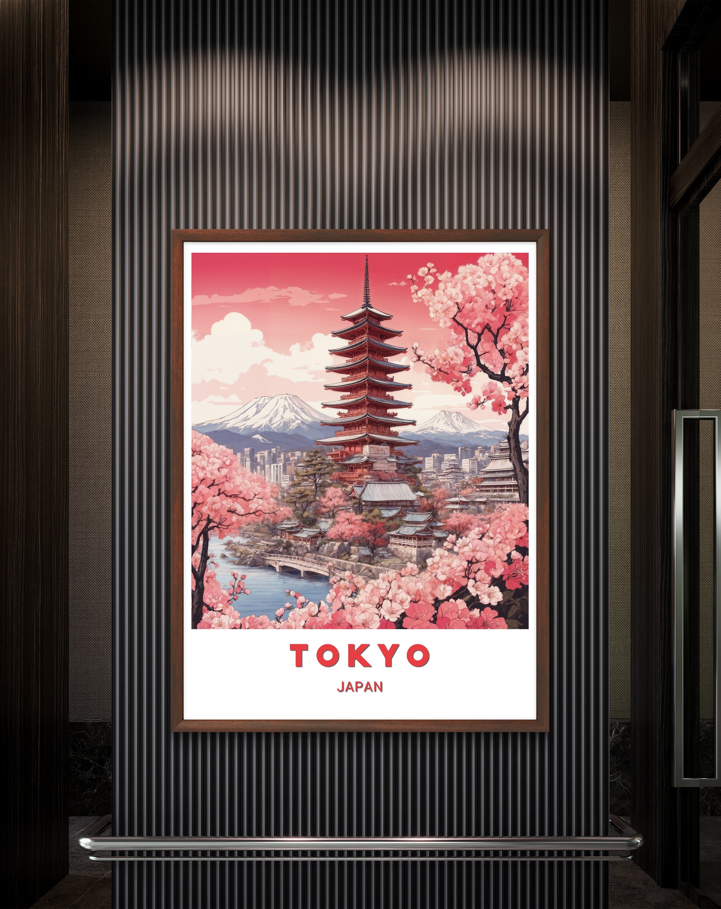 Tokyo Poster Beautiful Print of Tokyo Pagoda With Cherry Blossoms and ...