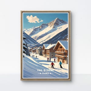 Val d’Isère Vintage Poster, France Ski Resort Art, Alpine Winter Landscape Print
