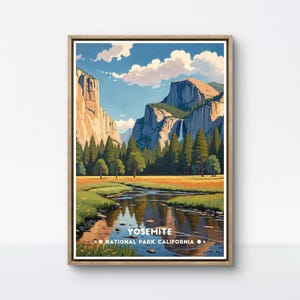 Yosemite National Park Vintage Poster, California Scenic Artwork, Beautiful Nature Landscape Wall Art