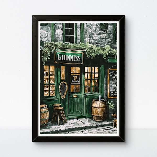 Vintage poster Ierse pub: Guinness-print, Keltische tavernekunst