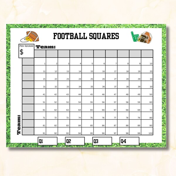 Football Squares, Printable Football Squares, Football Squares