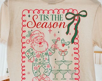 Funny Christmas PNG, Christmas Sublimation, Martini Glass Santa Instant Download, Holiday Digital Download, Tis the season, Christmas Design