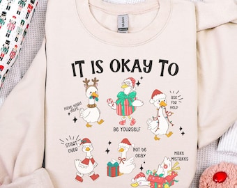 Christmas Goose PNG | Holiday Clipart | Mental Health Design | Digital Sublimation Graphic | It's Okay to png
