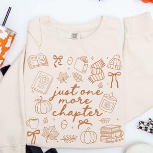 Retro Fall Reading Doodle PNG, Trendy Autumn Sublimation Designs, Coquette Fall Graphics, One More Chapter, Bookish Shirt Digital Design
