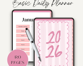 All-in-One Basic 2026 Digital Planner | Digital Journal | Dated Hyperlinked PDF Planner | Daily Weekly Monthly Planner | Goodnotes Planner