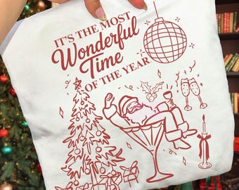 Funny Christmas PNG, Christmas Sublimation, Martini Glass Santa Instant Download, Holiday Digital Download, Most Wonderful Time the Year