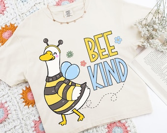Bee Kind Spring Goose PNG | Cute Goose with Flowers | Spring Sublimation Design |Kindness Animal Clipart | Printable PNG