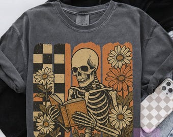 Lese Skelett Pinselstrich PNG, Halloween Sublimation, Herbst Sublimation, Herbst PNG, Herbst Digital Download PNG, Bookish Sofortiger Download