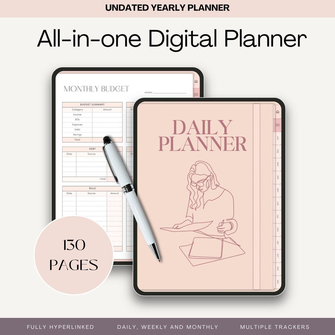 All-in-one 2026 Digital Planner | Digital Journal | Undated Hyperlinked ...