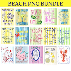 Stripe Beach PNG Bundle, Retro Summer Shirt Design PNG, Coastal Graphic, Pink Beach Shirt Design, Trendy Vacation Aesthetic Sublimation
