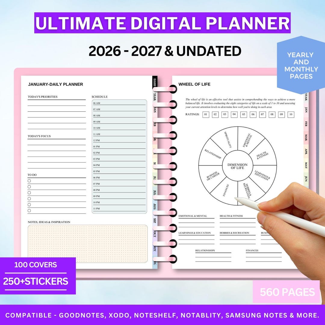 All-in-one 2026 and 2027 Digital Planner | Digital Journal | Dated ...