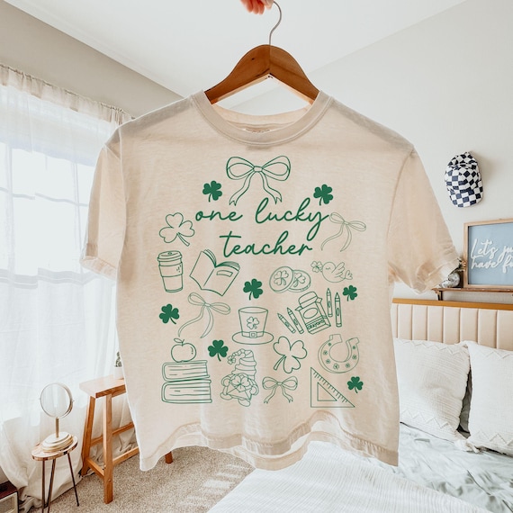 St. Patrick’s Day Teacher PNG | St.Paddy's Day Coquette Doodle Graphic | One Lucky Teacher | Saint Patrick's Day PNG Digital Download