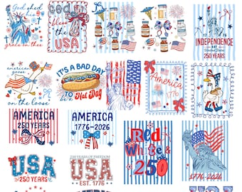 America 250th Anniversary PNG Bundle | 1776-2026 Designs | Fourth of July PNG | America's Birthday Pngs | 4th of July Png Designs