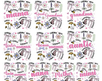 Ensemble floral PNG pour la fête des mères, graphique en sublimation de chemise pour mère, joyeuse fête des mères PNG, modèles en téléchargement numérique, chemise grand-mère PNG