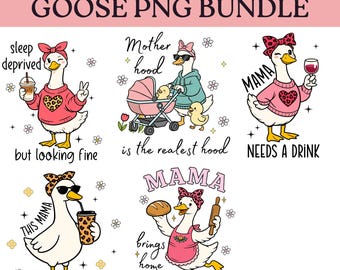 Fête des mères maman oie PNG Bundle, graphique en sublimation chemise maman drôle, joyeuse fête des mères PNG, téléchargements numériques, dessins et modèles, maman chemise PNG