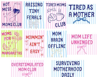 Rayures fête des mères PNG Bundle, graphique de sublimation de chemise maman drôle, joyeuse fête des mères PNG, dessins en téléchargement numérique, maman chemise PNG