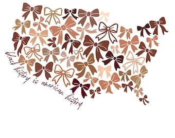 Black History Month PNG, Coquette Bow USA Map png, Black History Digital Download, BHM Digital Design, African American png
