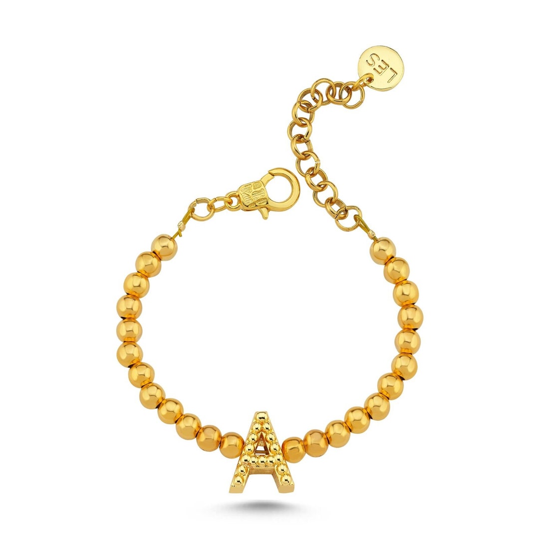 Gold Plated Pisa Letter Bracelet 14K Gold Plated Pisa Pearl Bracelet - Etsy