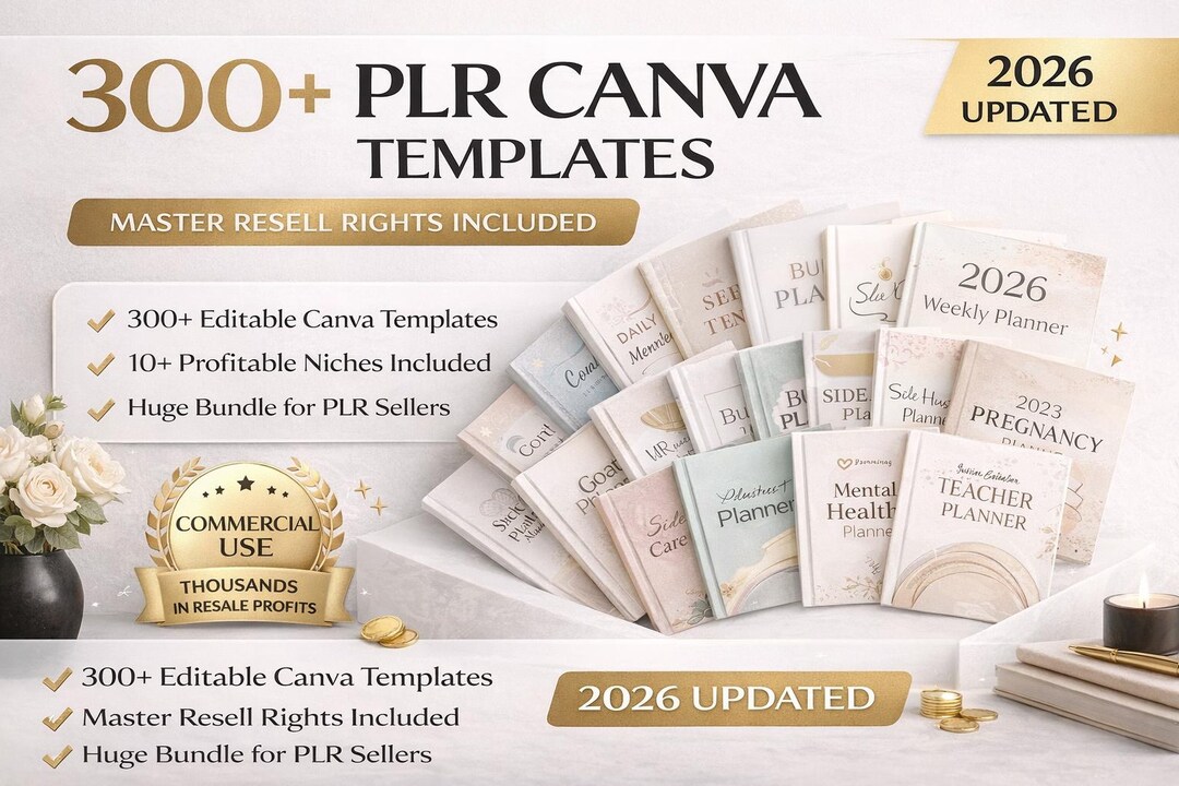 300+ PLR Canva Templates Bundle | Master Resell Rights | Editable ...