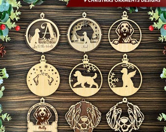 Goldendoodle Christmas Ornament Bundle SVG, Personalized Dog Ornament, Laser Cut Glowforge File, 3D Goldendoodle Ornaments, Dog Gift SVG