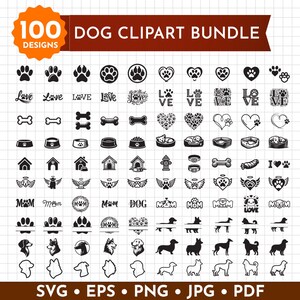 Hund Clipart Bundle Cricut Hund Schnittdateien Silhouette-Dateien Hund Pfote SVG-Datei für Cricut Hund SVG Schnittdateien für Cricut Hund SVG Bundle Haustier geschnitten