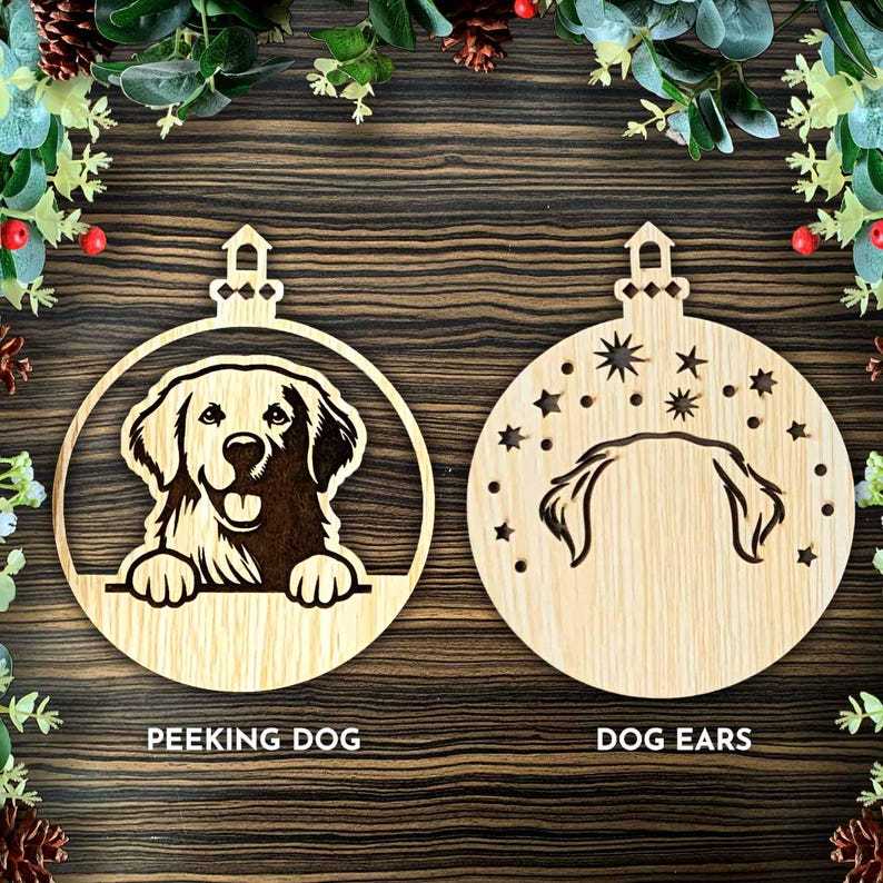 Golden Retriever Christmas Ornament SVG Bundle, 9 Designs for Laser Cut ...
