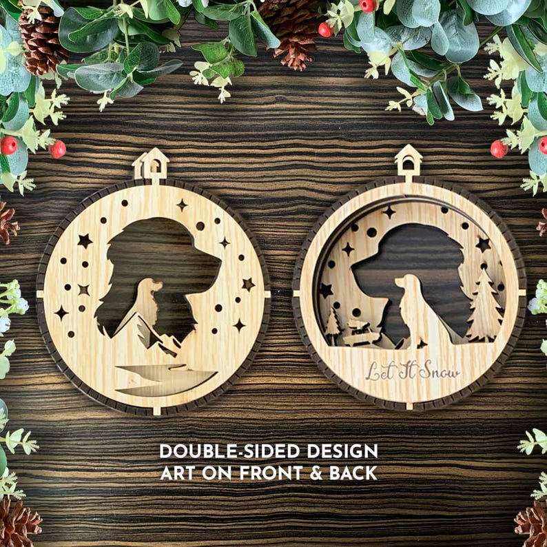 Golden Retriever Christmas Ornament SVG Bundle, 9 Designs for Laser Cut ...
