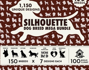 Dog Silhouette Mega Bundle, Dog Breed Silhouette Bundle,  Dog svg bundle cricut,Dog Silhouette svg bundle,Custom memorial silhouette,eps,png